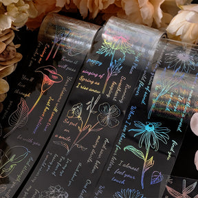 Holographic Hot Stamping Plant PET Tape - Flower Text b5