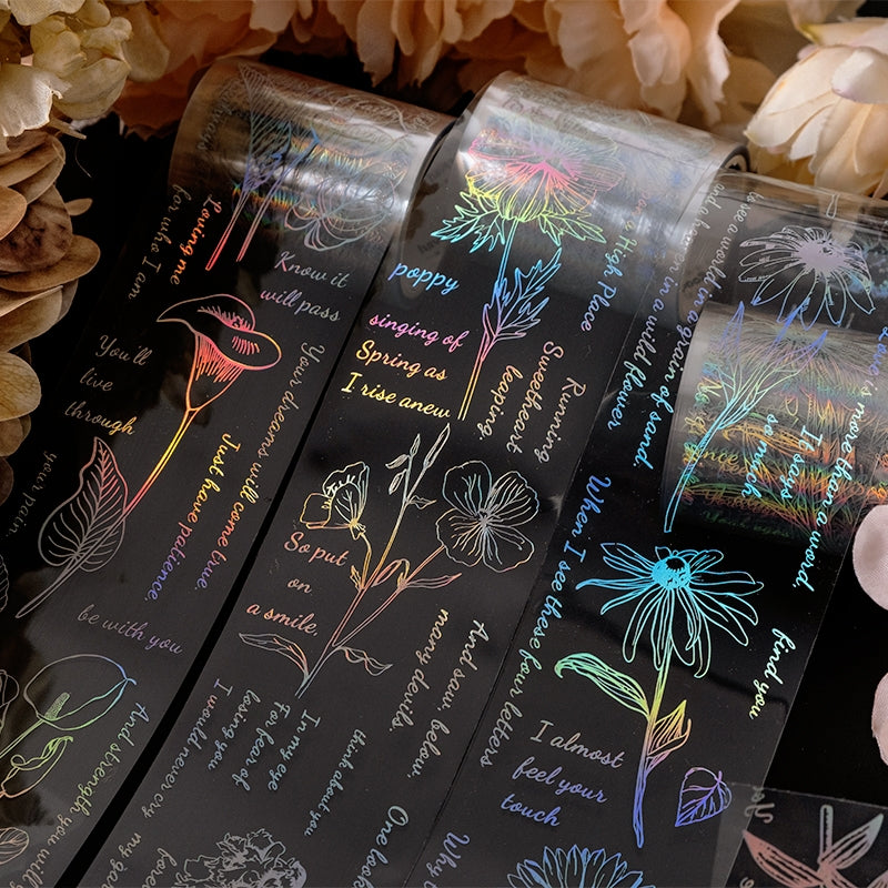 Holographic Hot Stamping Plant PET Tape - Flower Text b5