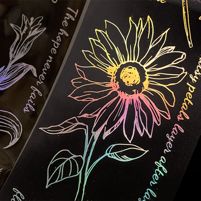 Holographic Hot Stamping Plant PET Tape - Flower Text c