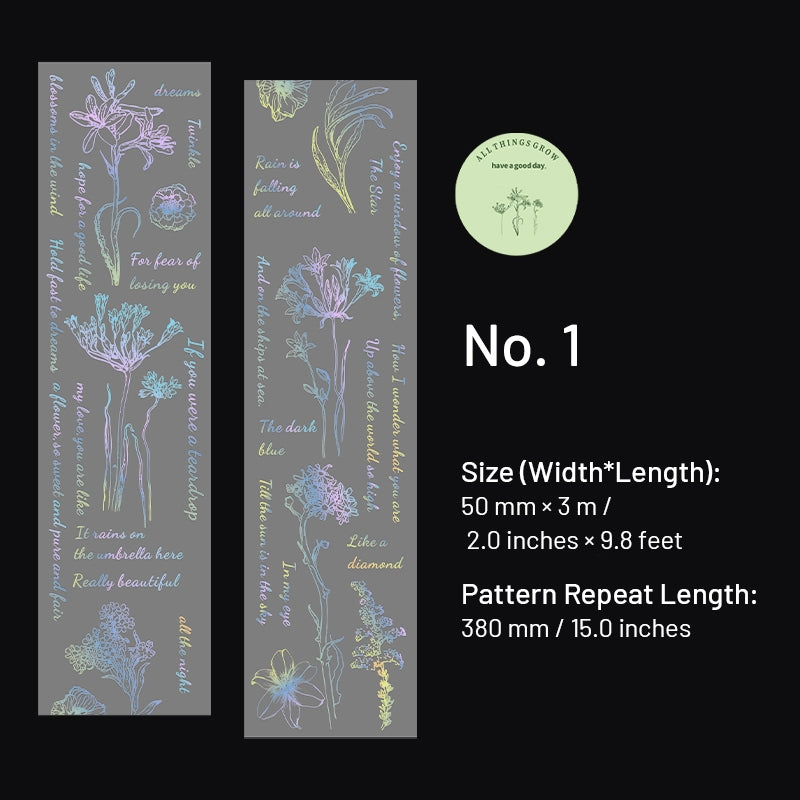 Holographic Hot Stamping Plant PET Tape - Flower Text sku-1