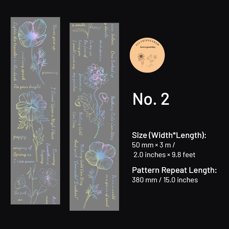 Holographic Hot Stamping Plant PET Tape - Flower Text sku-2