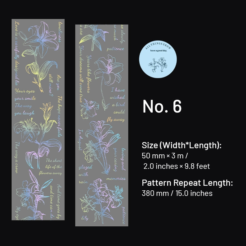 Holographic Hot Stamping Plant PET Tape - Flower Text sku-6