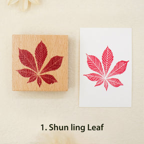 Leaf Wooden Rubber Stamp ( 8 Designs) - PLUS Bonus 10 Ivory Boards 1