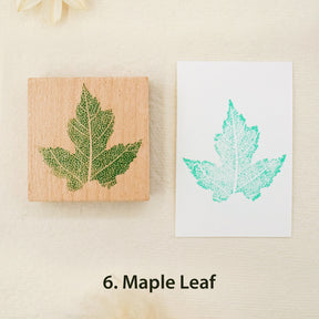 Leaf Wooden Rubber Stamp ( 8 Designs) - PLUS Bonus 10 Ivory Boards 6
