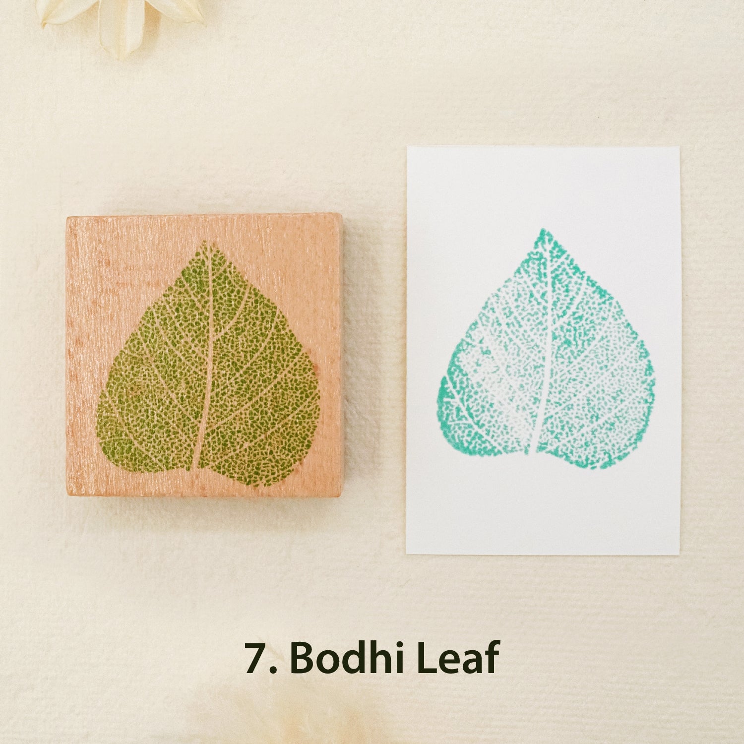Leaf Wooden Rubber Stamp ( 8 Designs) - PLUS Bonus 10 Ivory Boards 7
