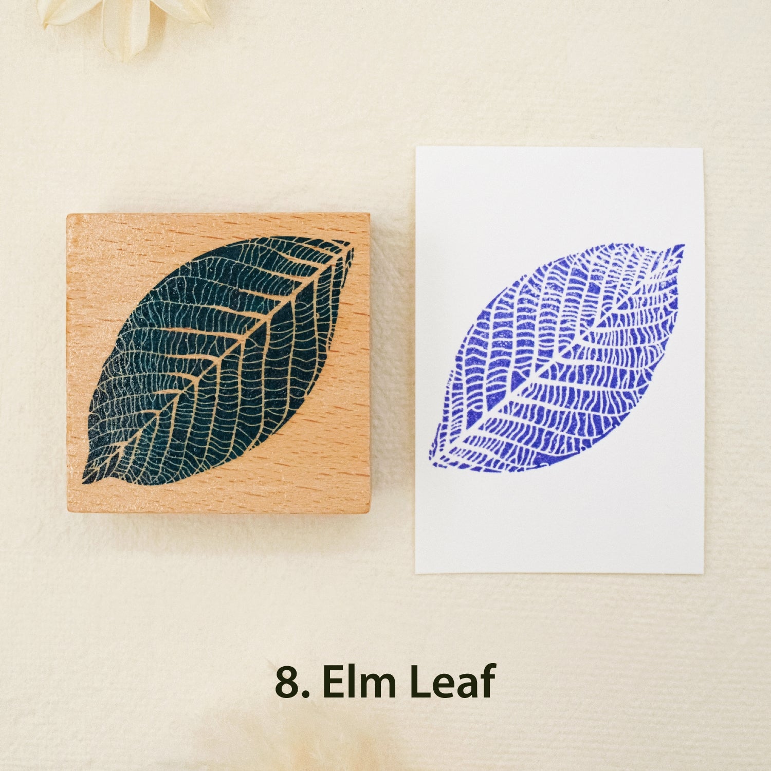 Leaf Wooden Rubber Stamp ( 8 Designs) - PLUS Bonus 10 Ivory Boards 8