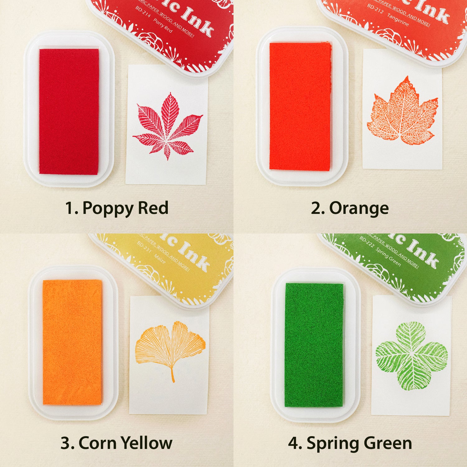 Leaf Wooden Rubber Stamp Ink Pad Set2