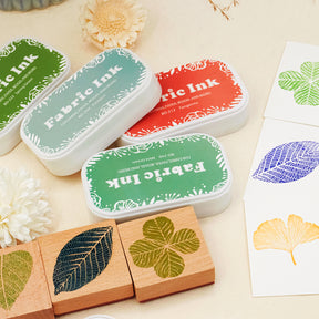 Leaf Wooden Rubber Stamp Ink Pad Set4