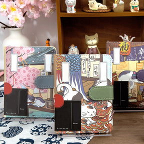 Leisure Cat Series Japanese Style Cat Magnetic Buckle Diary Notebook b1