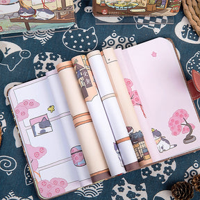 Leisure Cat Series Japanese Style Cat Magnetic Buckle Diary Notebook c