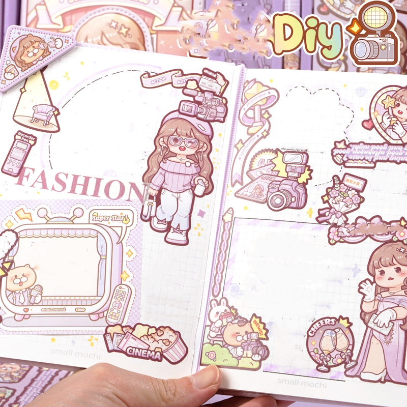 Little Mochi Super Star Series Cute Cartoon Magnetic Buckle Journal Notebook b3