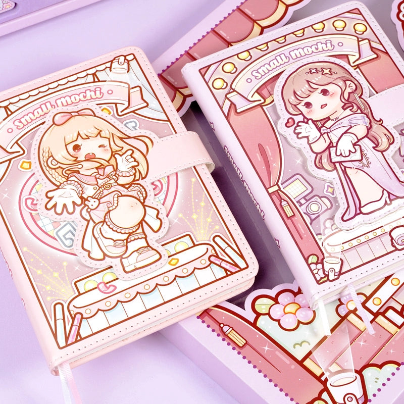 Little Mochi Super Star Series Cute Cartoon Magnetic Buckle Journal Notebook b