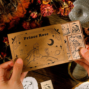 Little Prince Theme Vintage Rose Wood Rubber Stamp Set b2