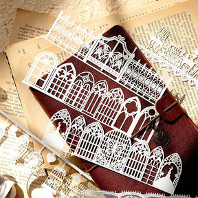 Long Holiday Series Hollow Lace Jornal Border Decorative Paper b2