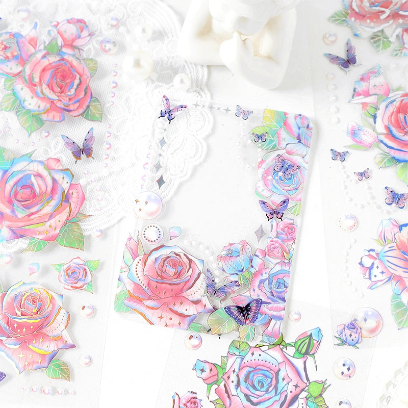 Autocollant fenêtre fleurs et papillons Autocollant fenêtre fleurs et papillons