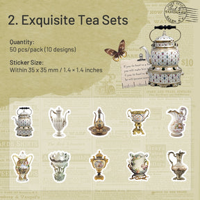Love Old Objects Retro Items Stickers - Clocks, Trunks, Tea Ware sku-2