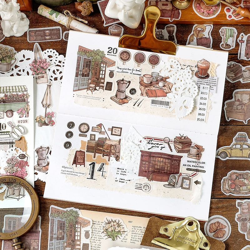 Love the World Again Daily Items Sticker Pack-Coffee, Flowers, Books, Sofa b2