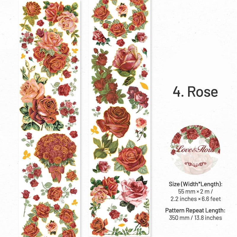 Love's Vow Series Hot Stamping Flower Washi Tape sku-4