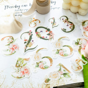 Lucky Number Series Floral Number Sticker Pack c2