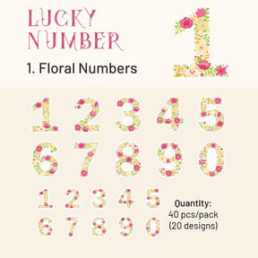 Lucky Number Series Floral Number Sticker Pack sku-1