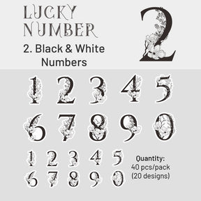Lucky Number Series Floral Number Sticker Pack sku-2