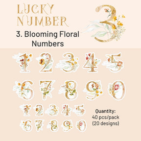 Lucky Number Series Floral Number Sticker Pack sku-3