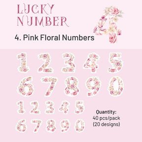Lucky Number Series Floral Number Sticker Pack sku-4
