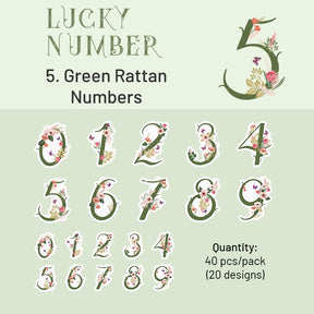 Lucky Number Series Floral Number Sticker Pack sku-5