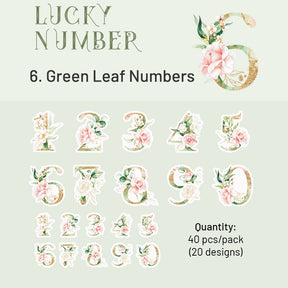 Lucky Number Series Floral Number Sticker Pack sku-6