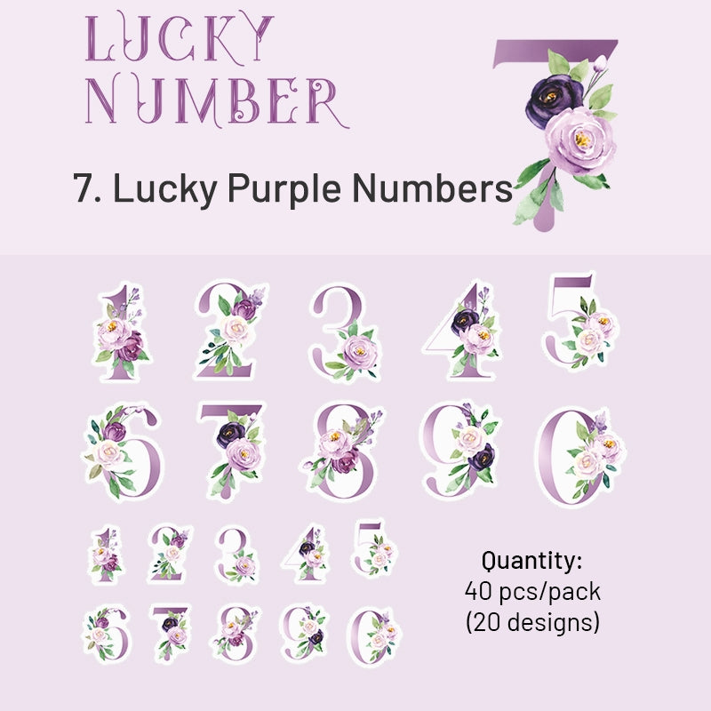 Lucky Number Series Floral Number Sticker Pack sku-7