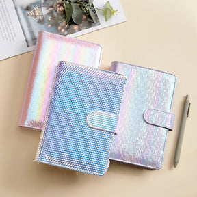 Macaron Holographic PU Leather Loose Leaf Planner Notebook a1