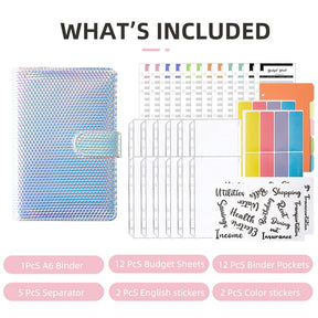 Macaron Holographic PU Leather Loose Leaf Planner Notebook a