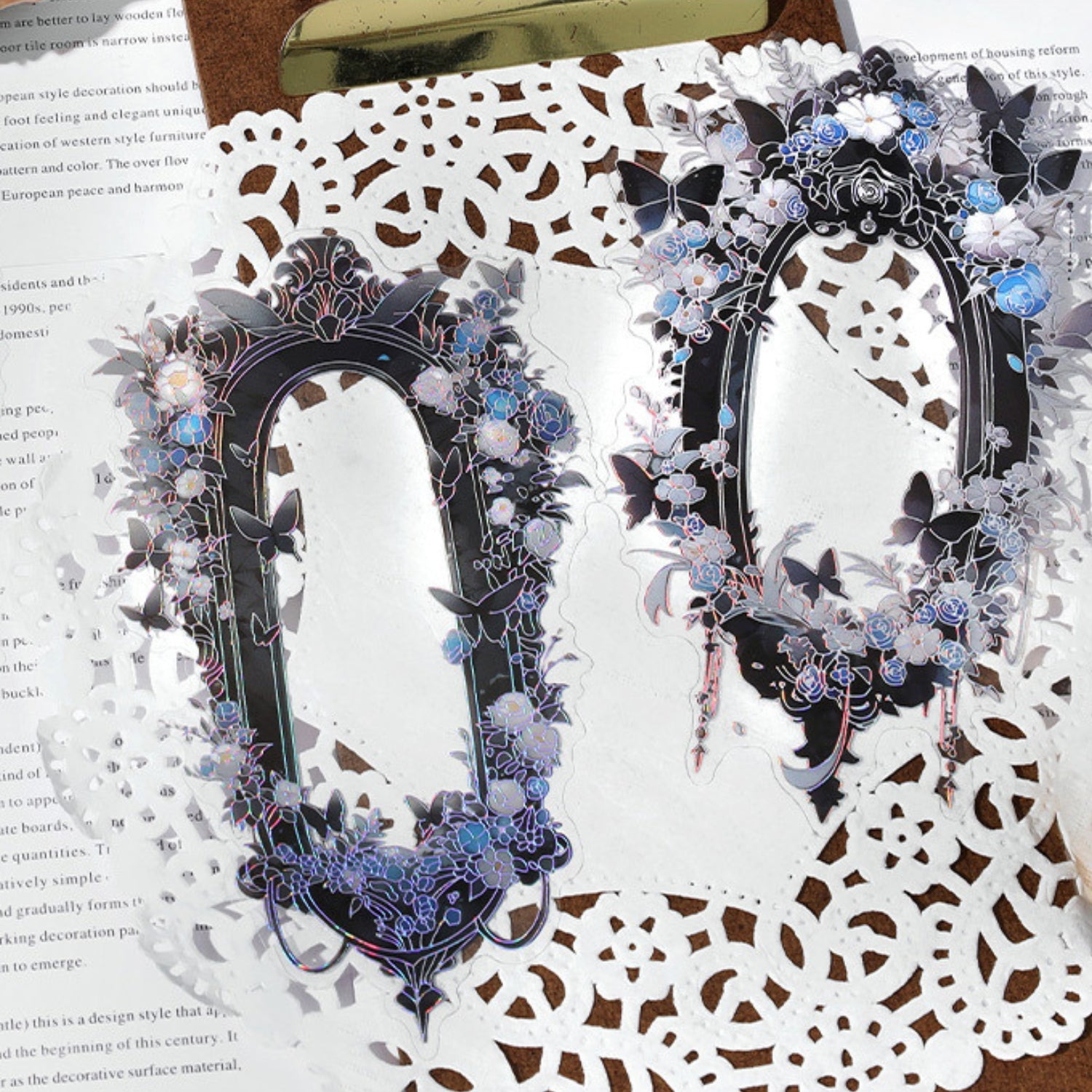 Magic Mirror Series Large Photo Frame Hot Stamping Silver Sticker Pack 10