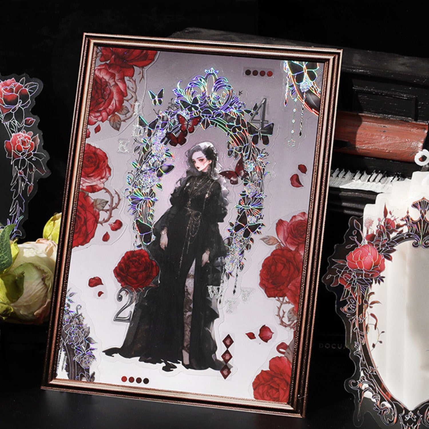 Magic Mirror Series Large Photo Frame Hot Stamping Silver Sticker Pack 14