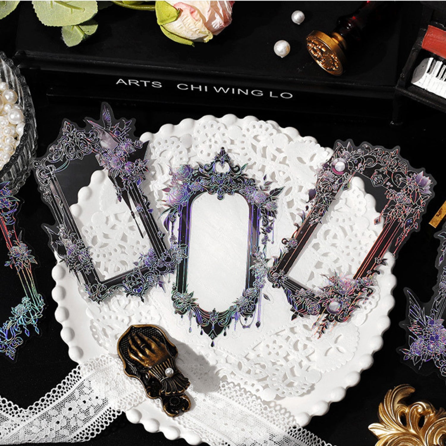 Magic Mirror Series Large Photo Frame Hot Stamping Silver Sticker Pack 16