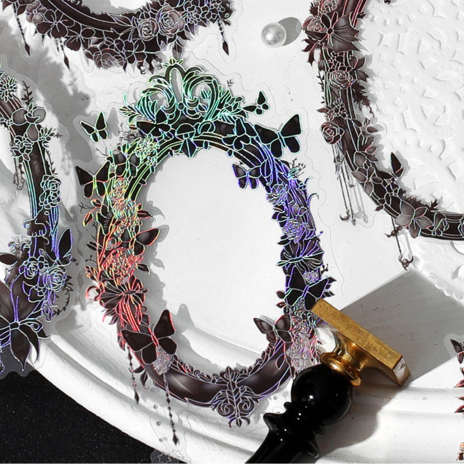 Magic Mirror Series Large Photo Frame Hot Stamping Silver Sticker Pack 19