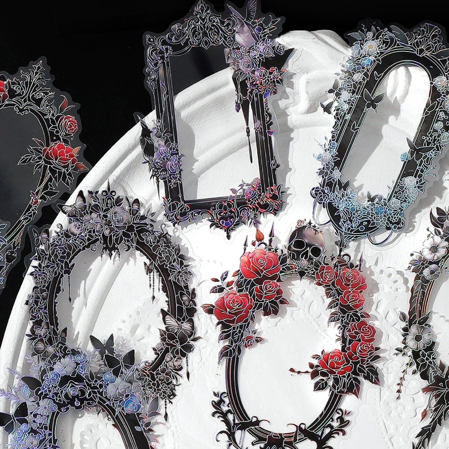 Magic Mirror Series Large Photo Frame Hot Stamping Silver Sticker Pack 22