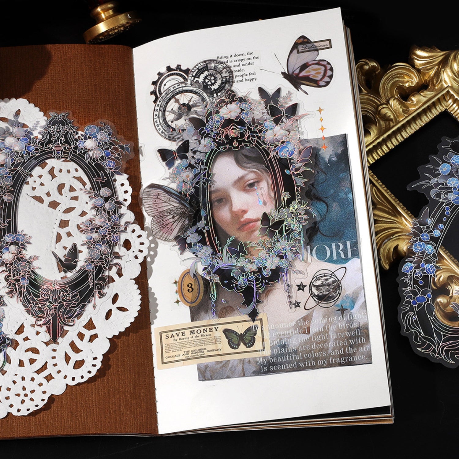 Magic Mirror Series Large Photo Frame Hot Stamping Silver Sticker Pack 5