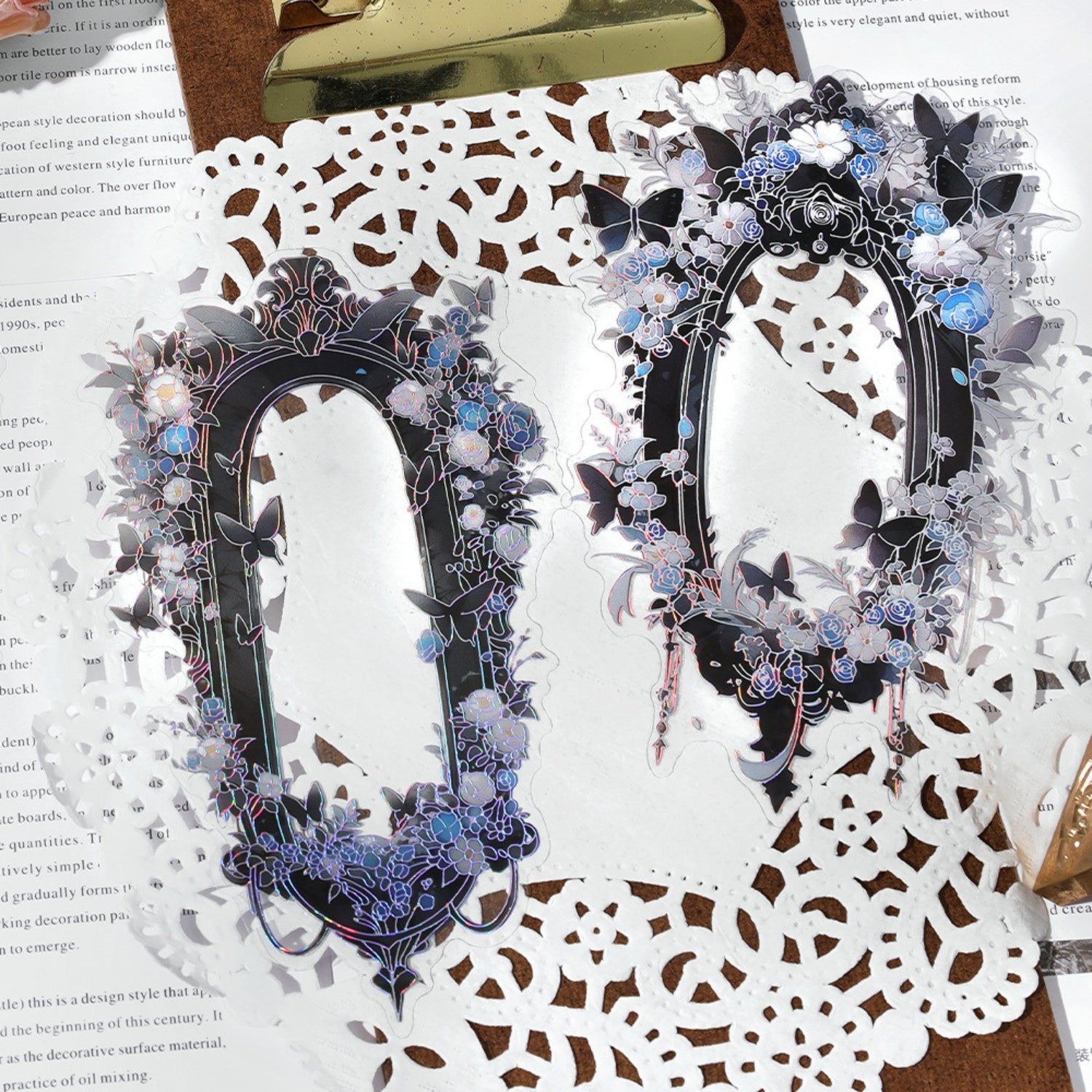 Magic Mirror Series Large Photo Frame Hot Stamping Silver Sticker Pack 6