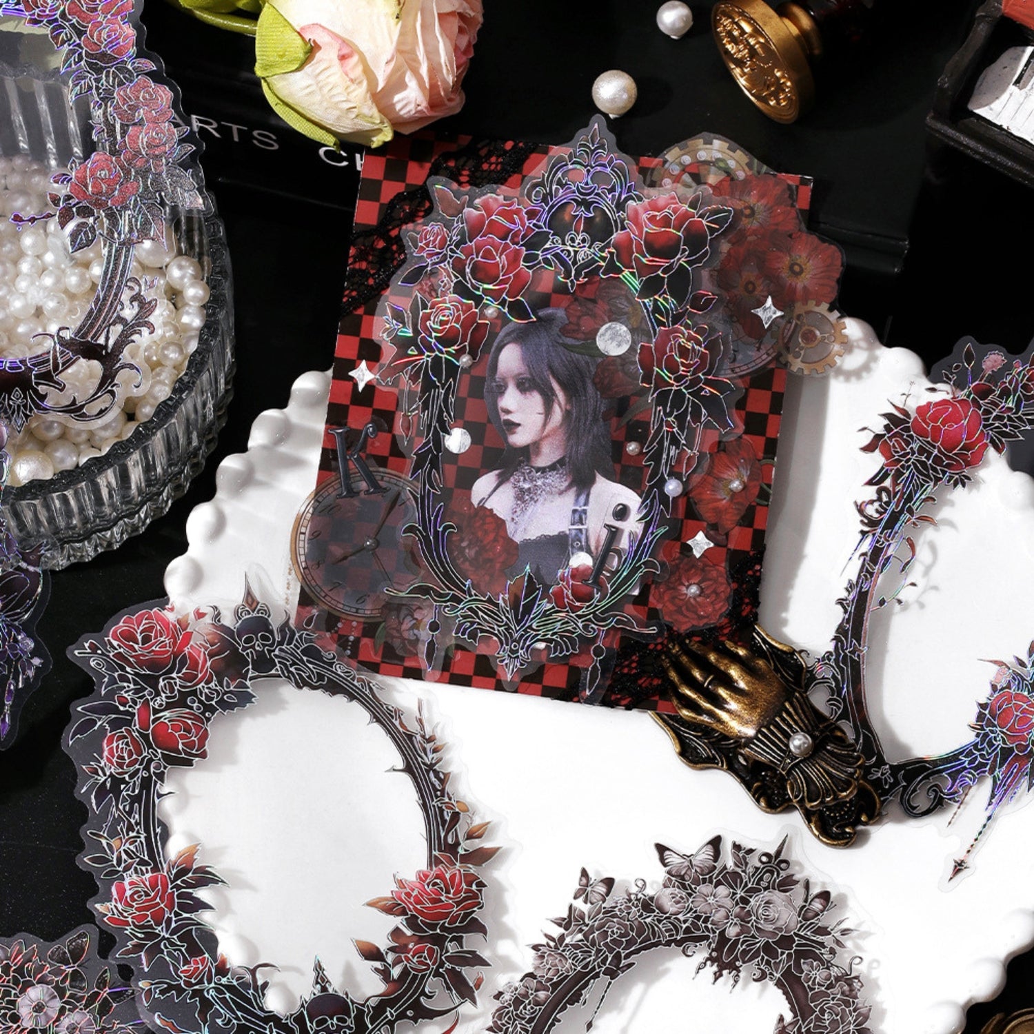 Magic Mirror Series Large Photo Frame Hot Stamping Silver Sticker Pack 7