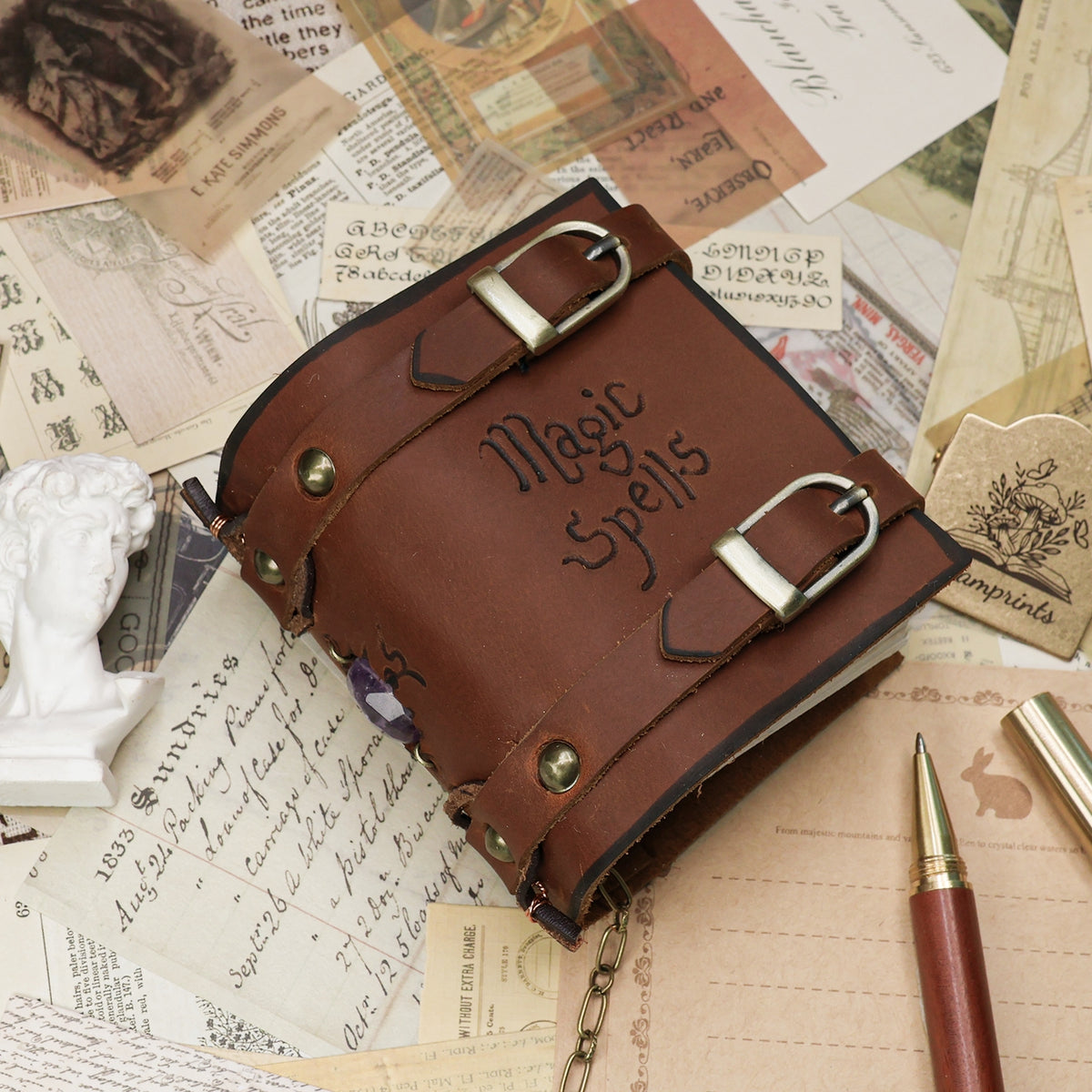 Magic Spells micro magic book theme high-end retro handmade cowhide creative feelings diary notebook 1