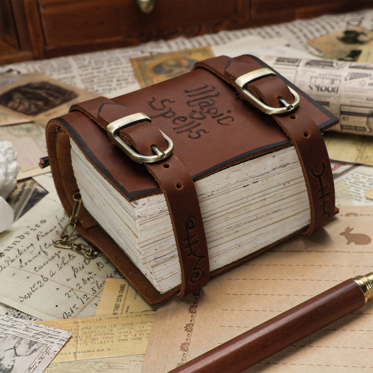 Magic Spells micro magic book theme high-end retro handmade cowhide creative feelings diary notebook 5