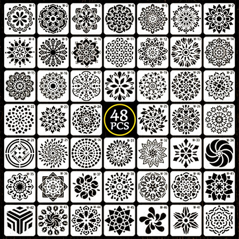 8PCS Drawing Stencils Stencils for Painting On Wood Hollow Mandala