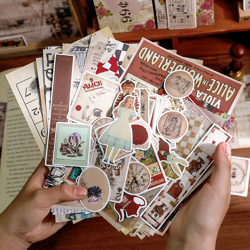 Medieval Alice in Wonderland Washi Sticker Pack- Newspaper Poster Note b2