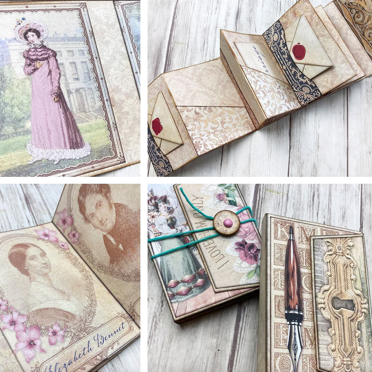 Double Mini Medieval Noble Characters Handmade Junk Journal Folio Kit - Stamprints