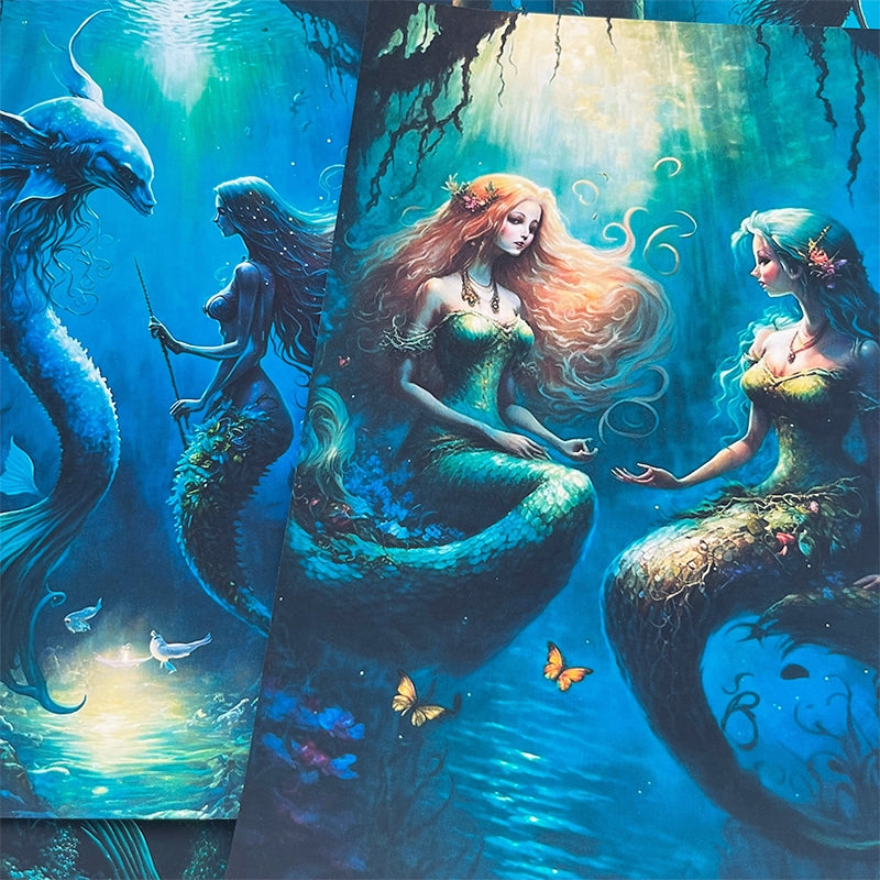 Mermaid Background Scrapbook Paper a