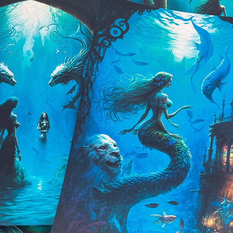 Mermaid Background Scrapbook Paper b1