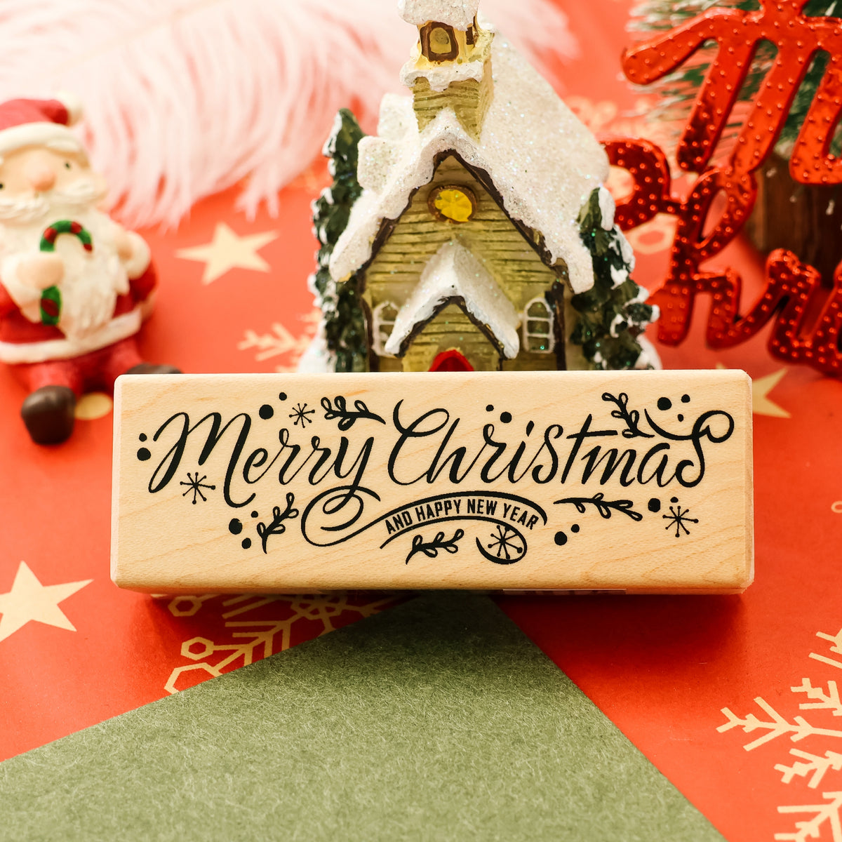 K-Kingdom Merry Christmas Wooden Rubber Stamp
