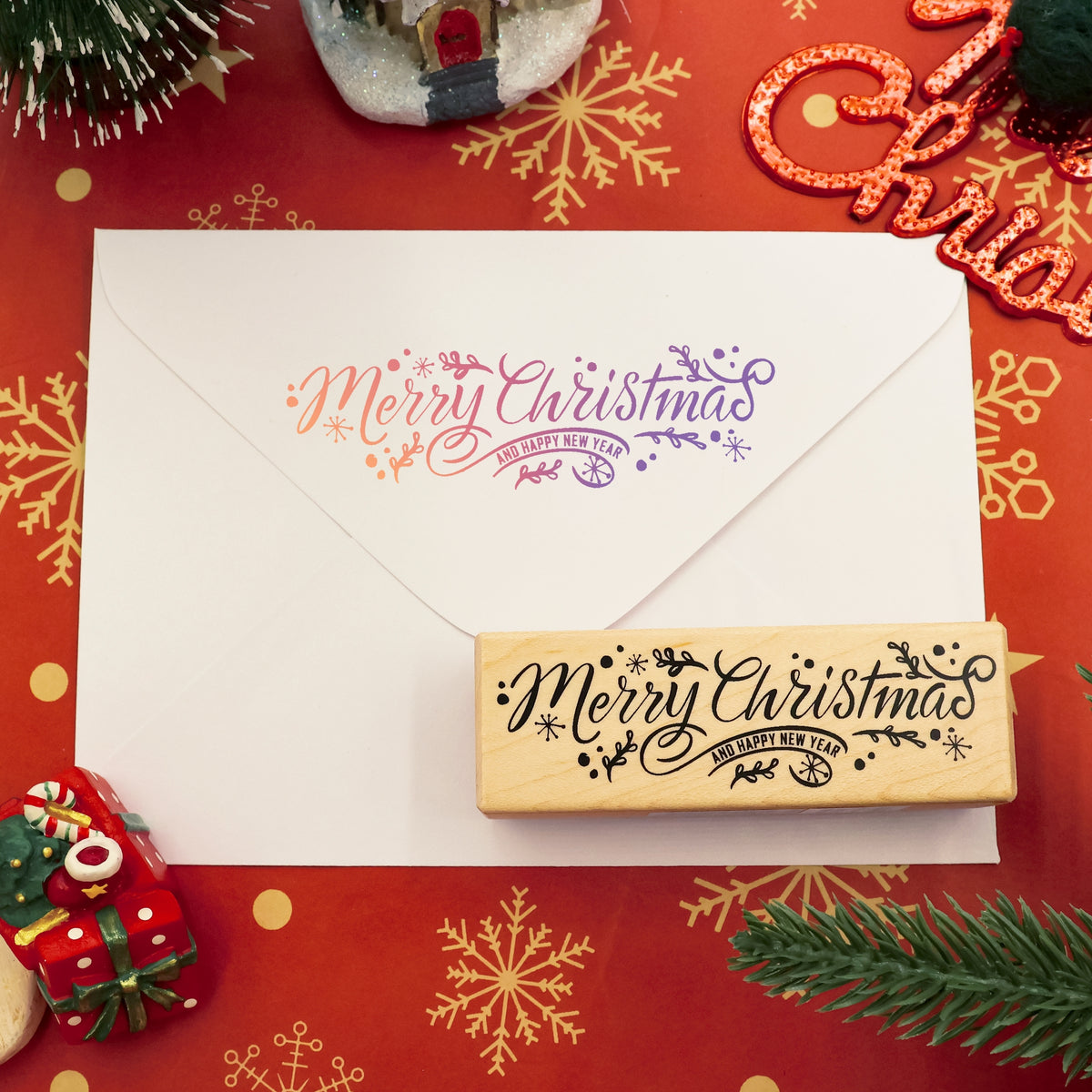 K-Kingdom Merry Christmas Wooden Rubber Stamp1