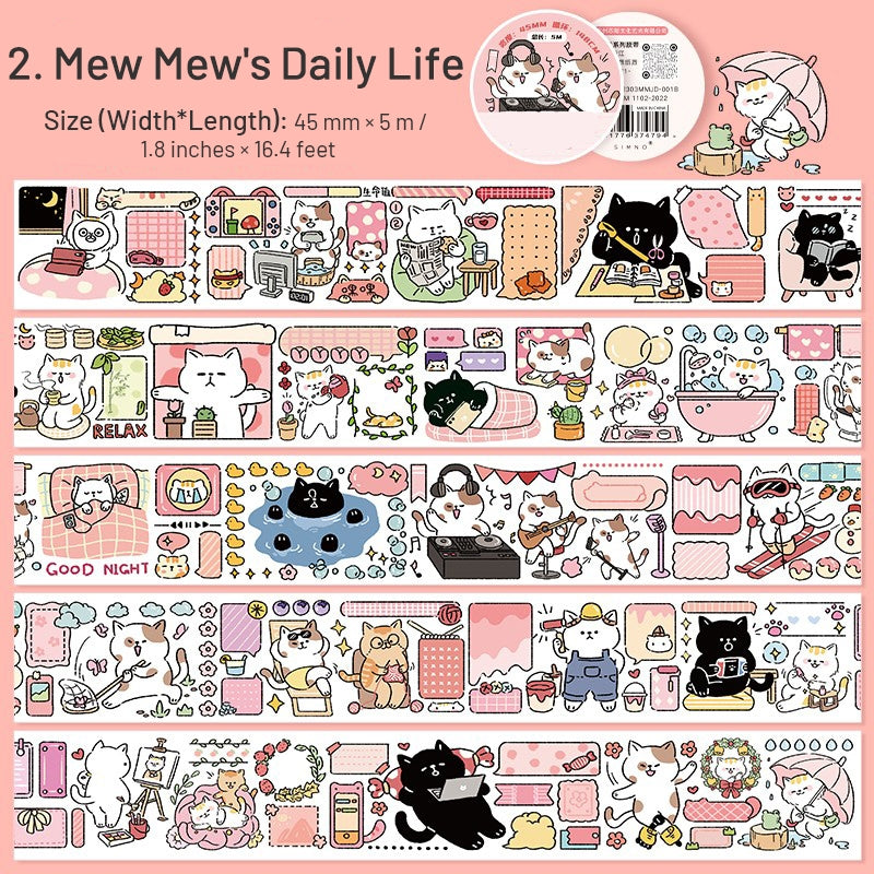 Mew Mew's Life Cartoon Cat Washi Tape sku-2